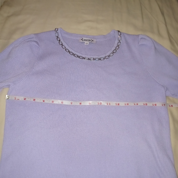 Nanette Lepore Jewelneck Ribbed Sweater Top Size L - Picture 7 of 14
